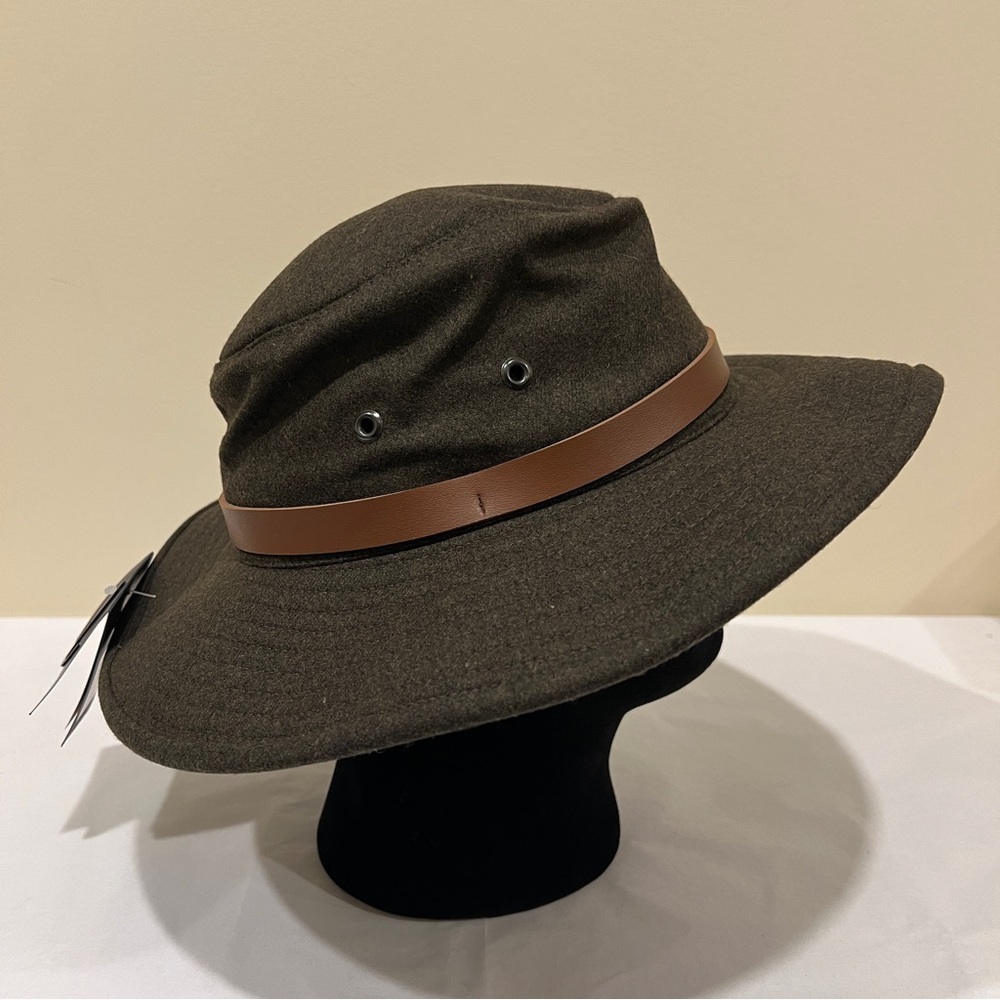 TILLEY WOOL FALL TRAIL HAT - SIZE SMALL - OLIVE - NWT - UNISEX MADE IN CANADA